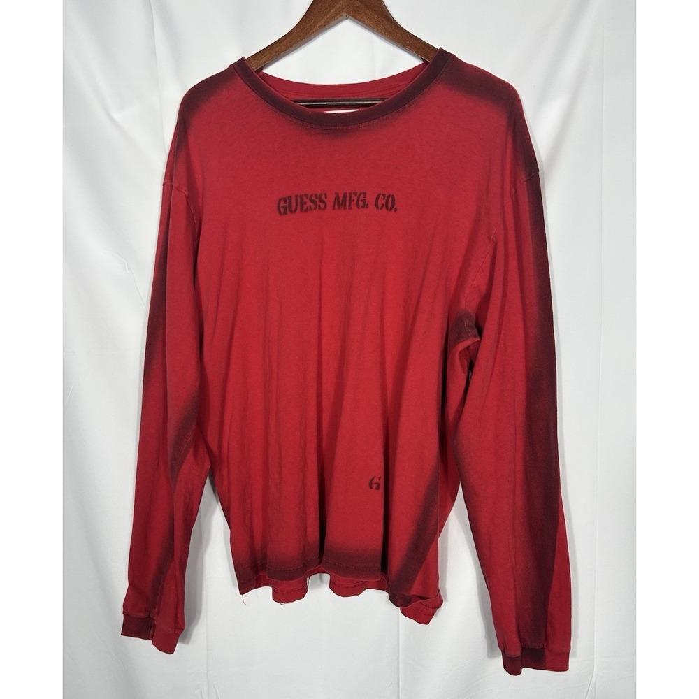 Vintage Mens GUESS‎ Jeans Spell Out Y2K T-Shirt Long Sleeve Size XL Streetwear